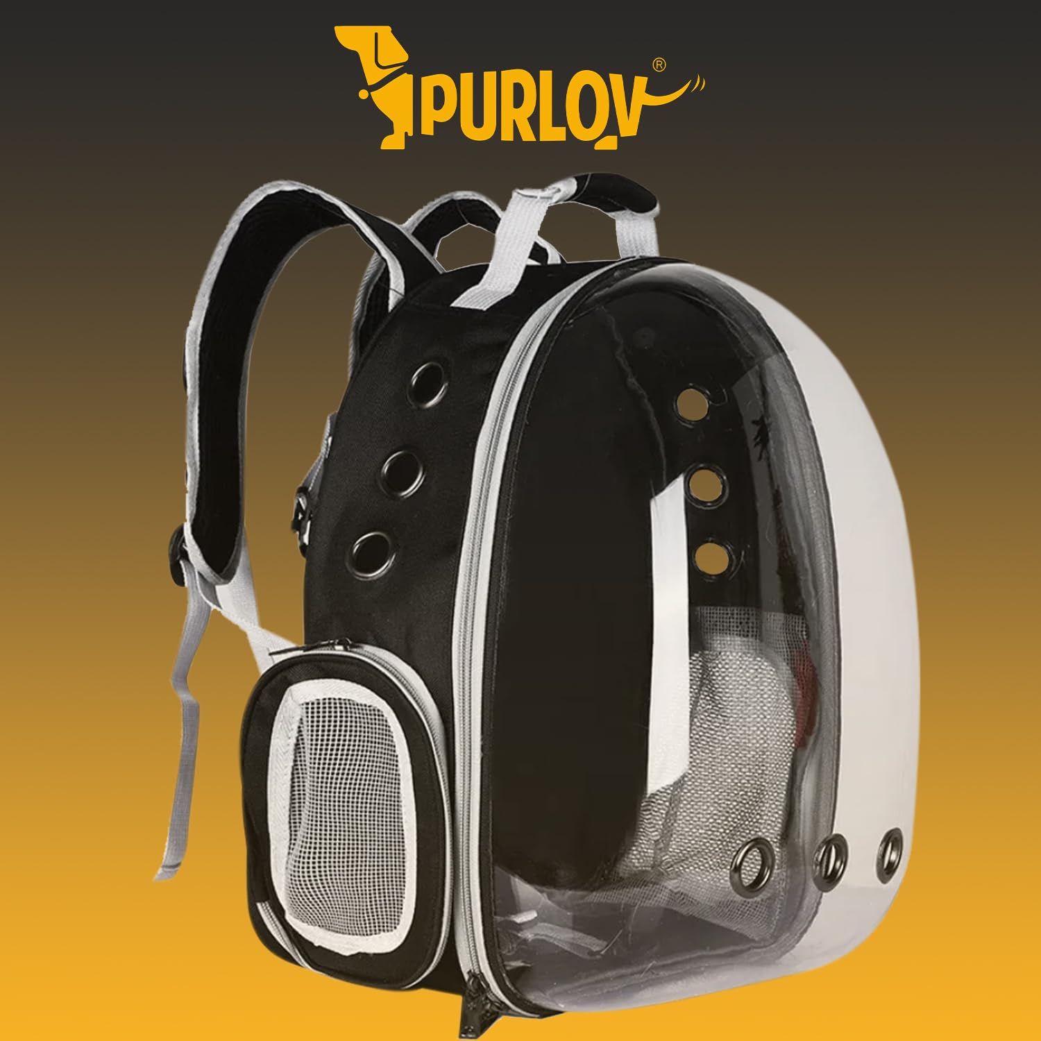 Haustier Rucksack Purlov mit transparentem Plexiglas Atmungsaktiv Raumkapsel für 10kg 23309
