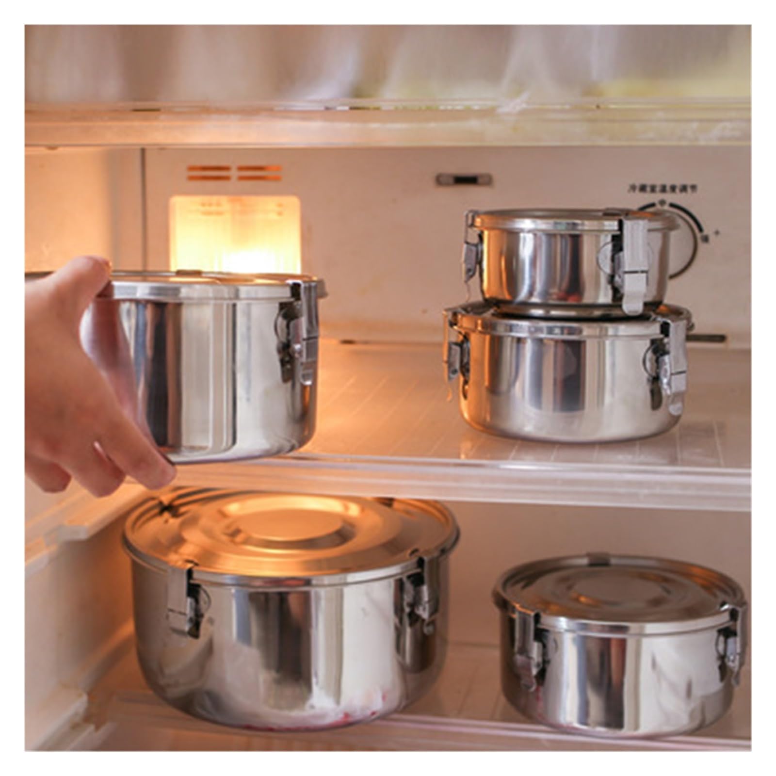 Fiambrera de acero inoxidable aislada con chaqueta, fiambrera de acero inoxidable 304 de grado alimentario, caja Bento antifugas, caja de picnic fuerte for frutas, aperitivos, 3503000 ml, fiambrera fo