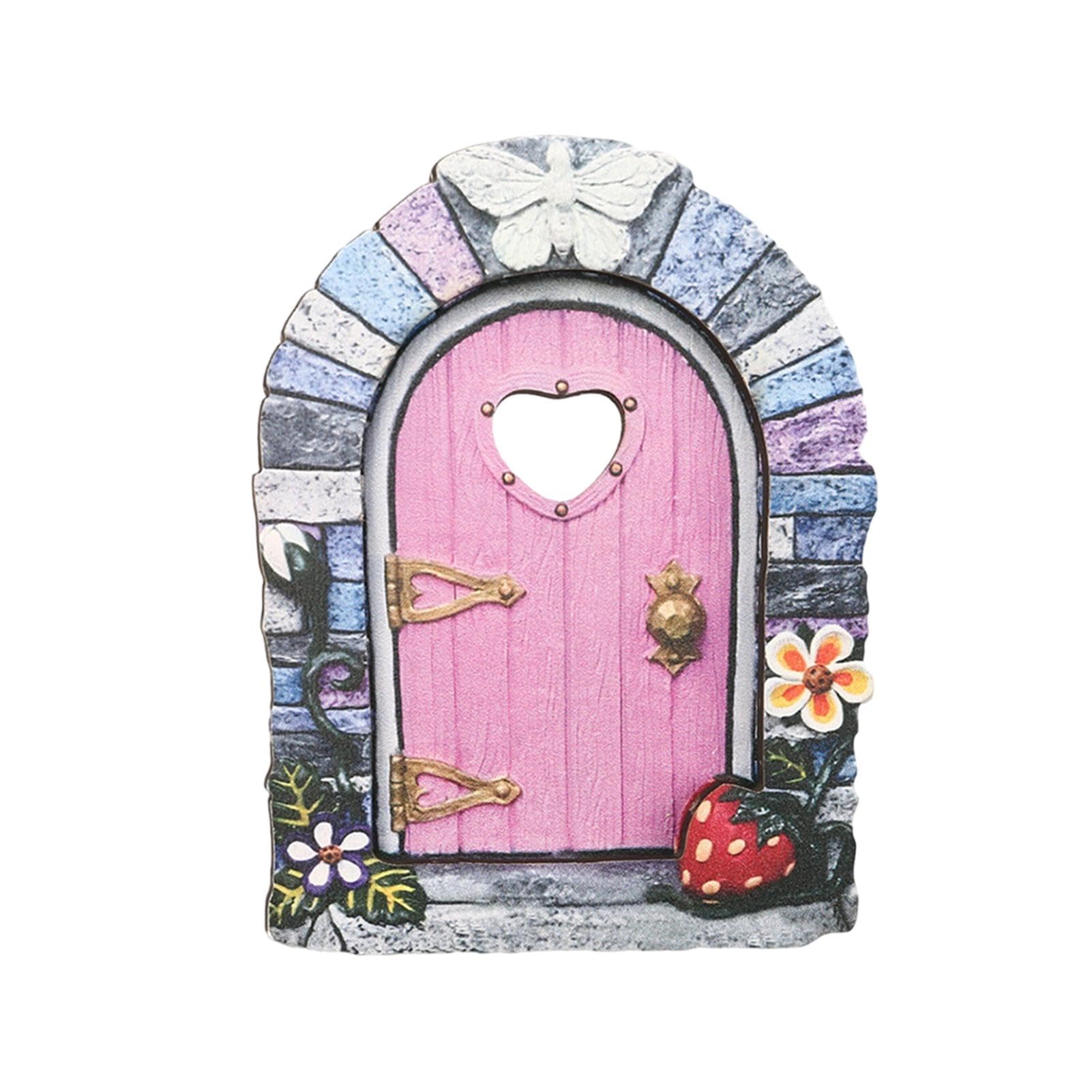 Evikoo Fairy Door - Fairy Garden Door | Wooden Mini Elf Fairy Door | Mini Elf Fairy Door For Garden | Garden Miniatures Ornaments | Fairy Garden Miniatures Adorable Yard Sculpture For Indoors