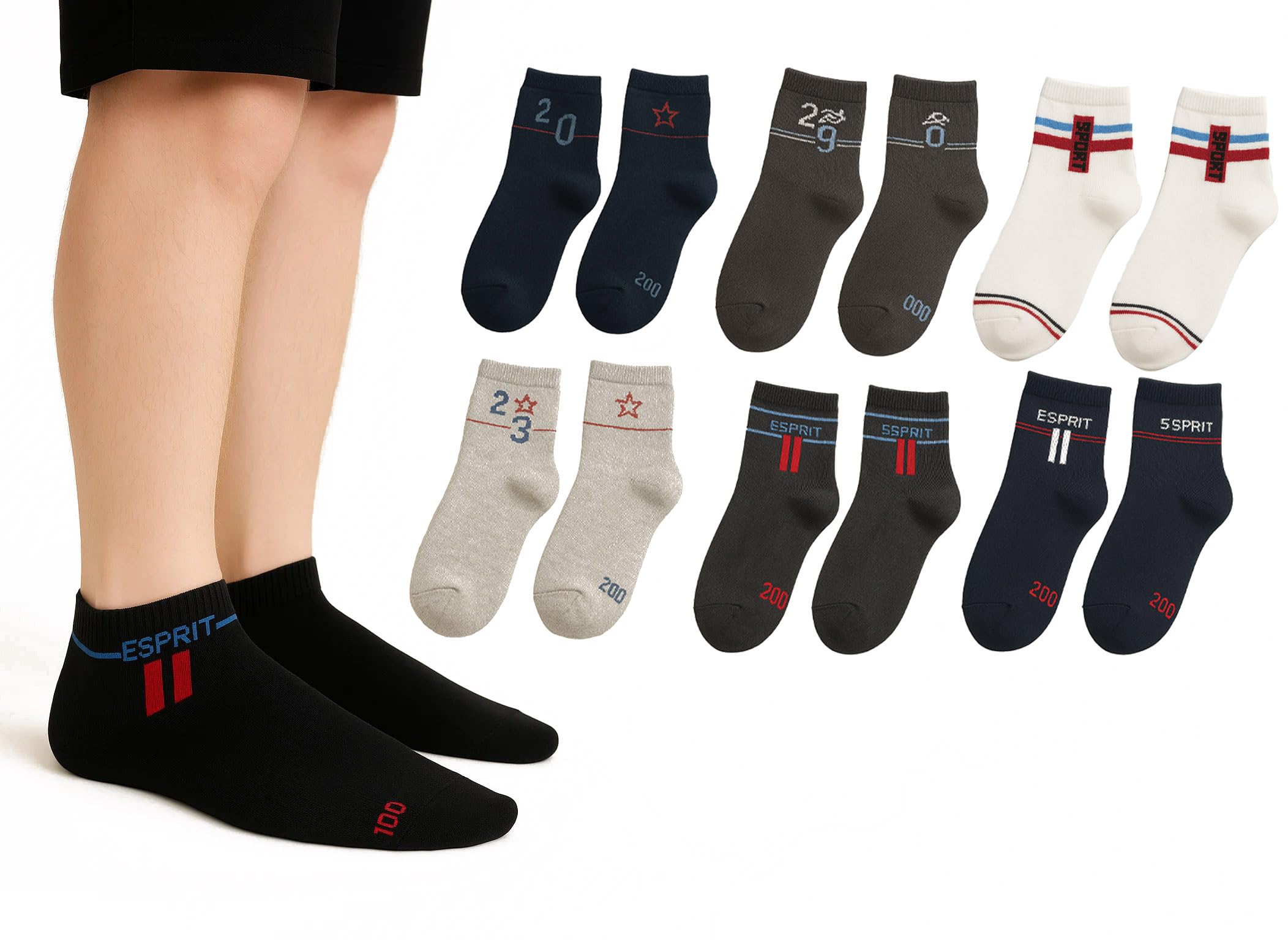 Men's Ankle Socks Pack of 12 – Cotton Blend, Breathable, Stretchable Sports & Casual Socks-image-44