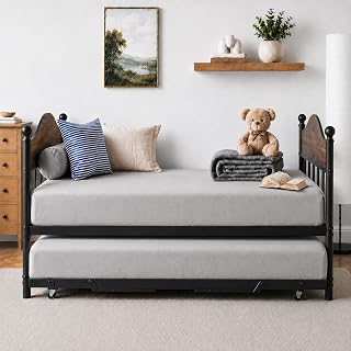 Garvee brown twin daybed with trundle and headboard