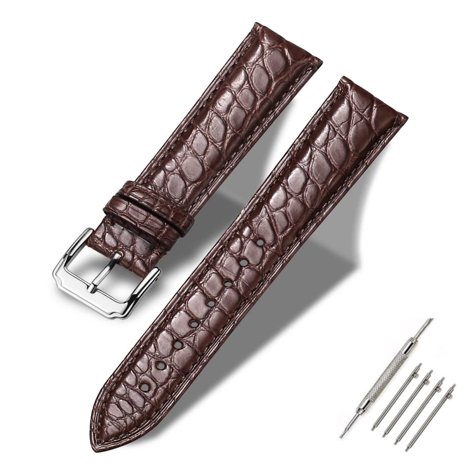 Moran Quick Release Alligator Leather Watch Band Deployment Butterfly Buckle