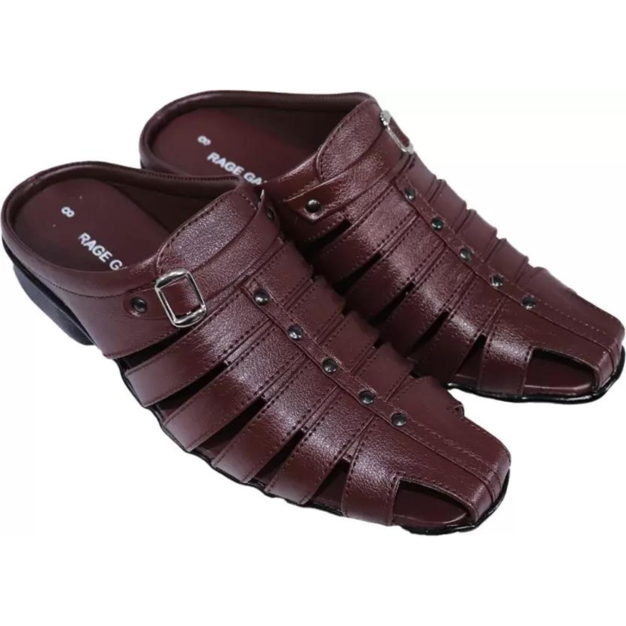 RAGE GAZE Mens Fashion Sandals - Comfortable Fisherman, Premium PU Padding, Synthetic Leather, Closed-Toe Summer Outdoor Sandals, Brown Half - Stylish and Durable Footwear (B0D8PL3622) Amazon Price History, Amazon Price Tracker