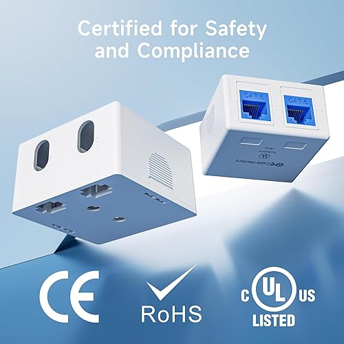 Miniatura 3 de Cable Matters Paquete de 10, caja de montaje en superficie con conector Keystone de 2 puertos en color blanco