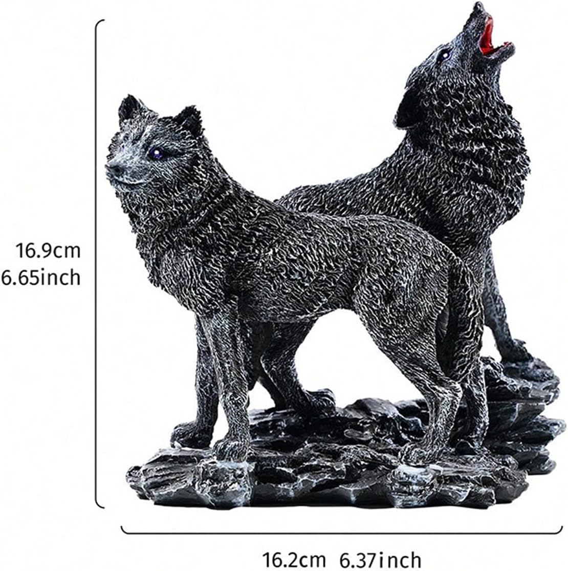 Howling Wolf Statue and Figurine Wolf Statues Mini Polyresin Statue Hand-Painted Details for Home Living Room Aesthetic Decor Floating Shelf Coffee Table Office Desk,Brown