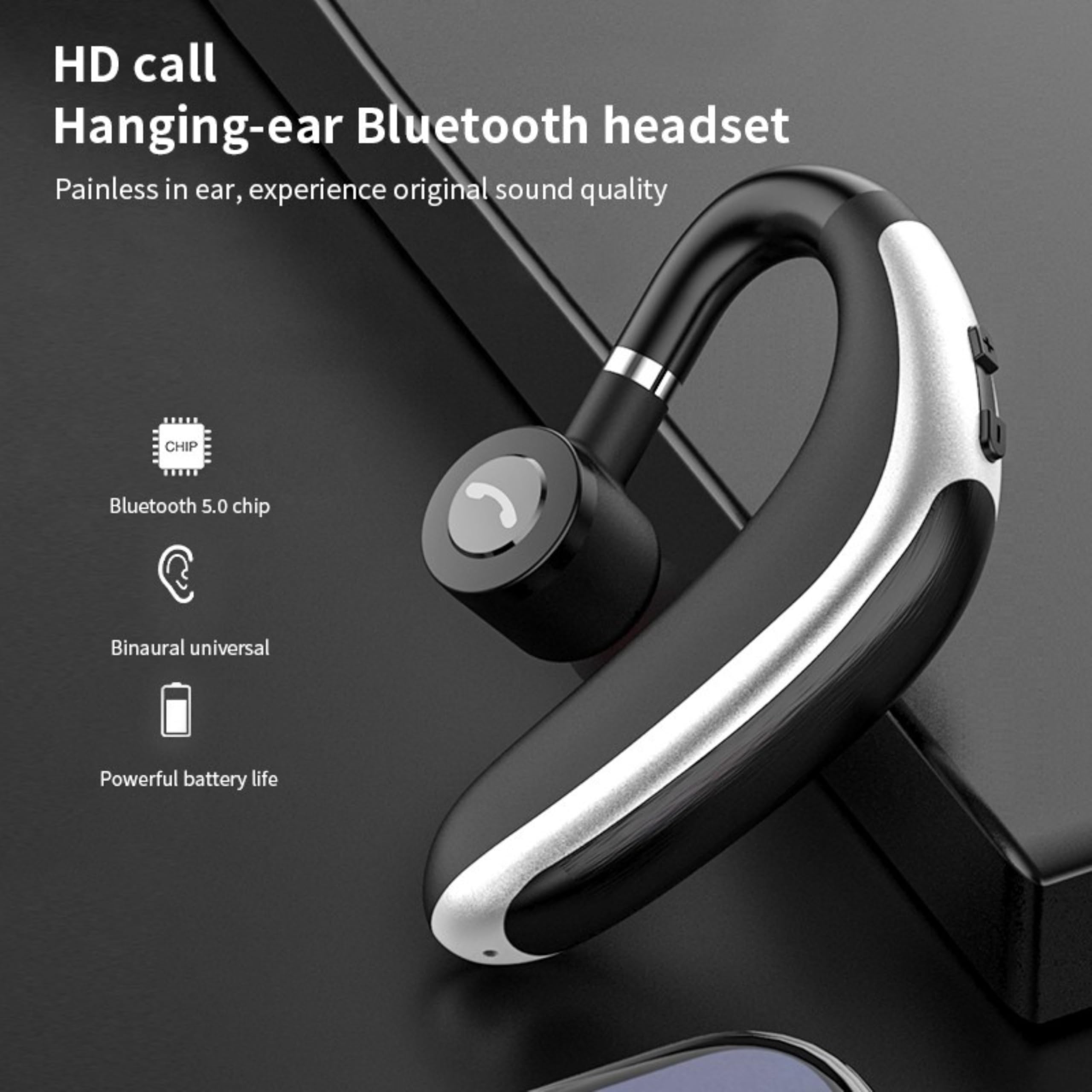 Wireless Headset, V5.0 Bluetooth Handsfree Earpiece, Noise Cancelling - View #10
