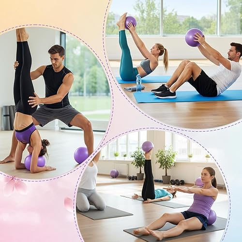 Miniatura 5 de Sotiff 20 pelotas pequeñas de ejercicio de pilates de 9 pulgadas, mini pelotas de barra de yoga para estabilidad, fitness, terapia física, Rosa,