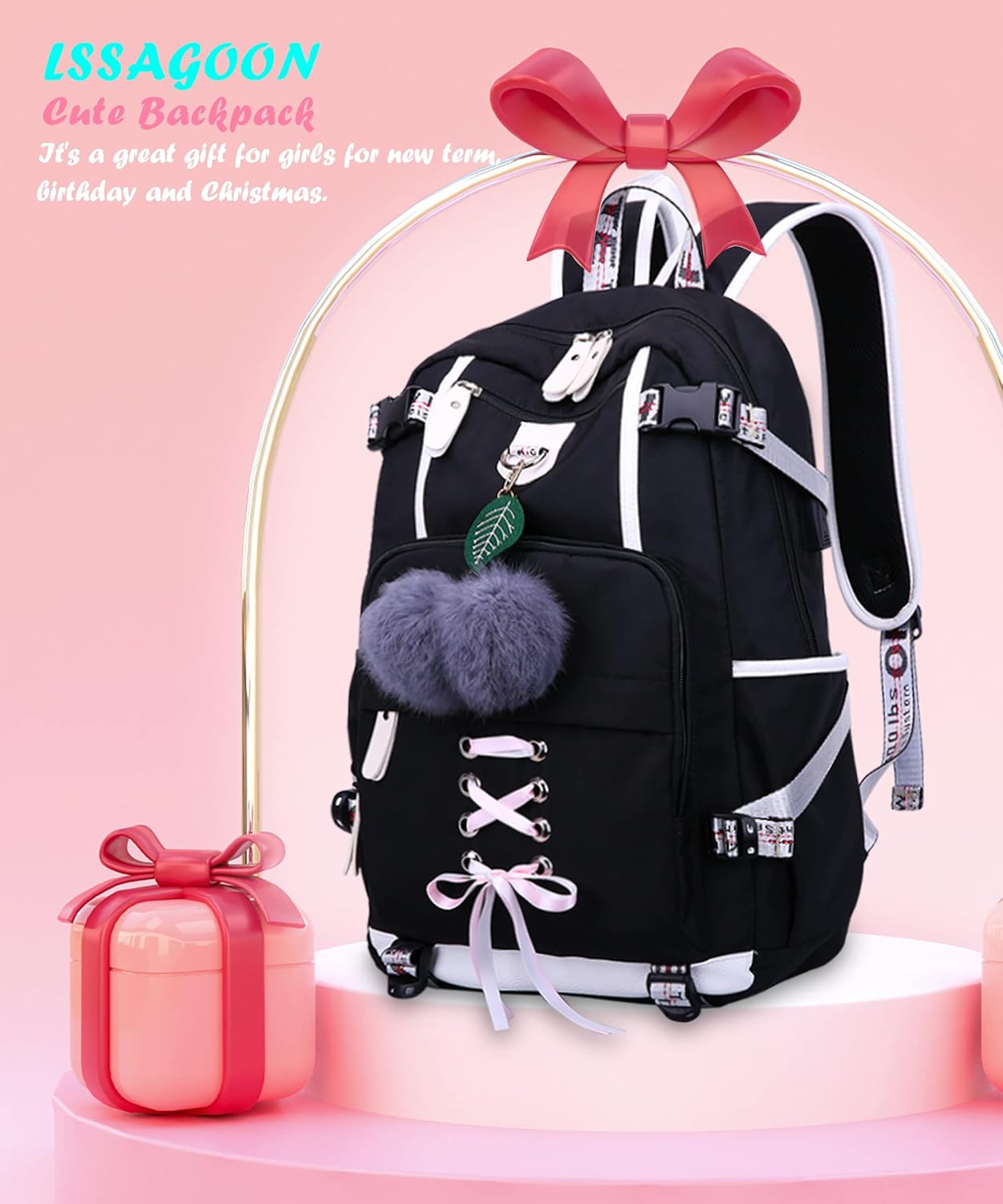 Backpack for Women Teen Kids Girls, Water Resistant Casual Daypack Fits Laptop with USB Charging Port,Cute Bookbag for Travel,School,Hiking,Gift… - Image 9