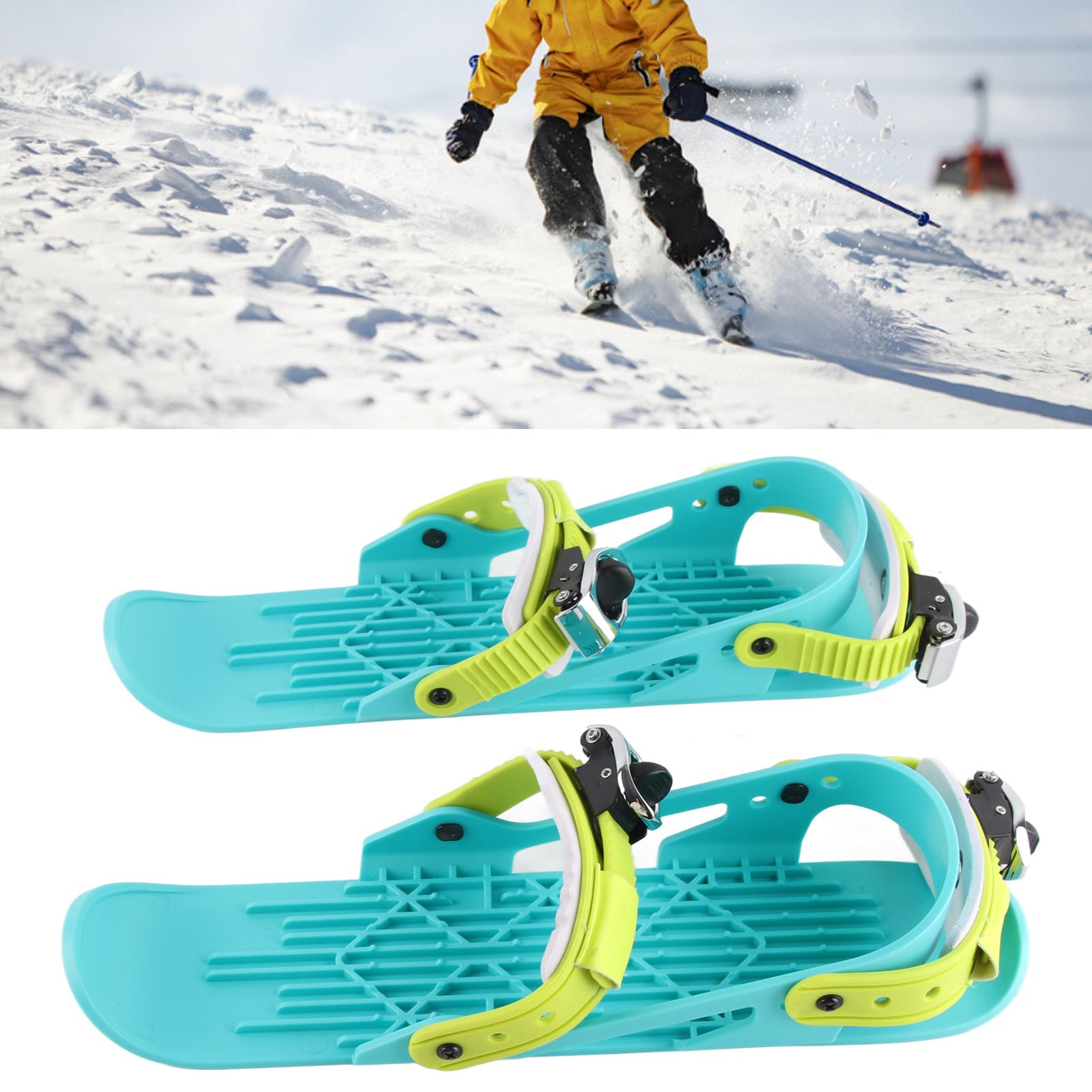 Mini Ski Skates, Winter Skiing Shoes, with Metal Edges and Adjustable Strap, for Downhill Slopes, Winter Sports for Children (Colorful)