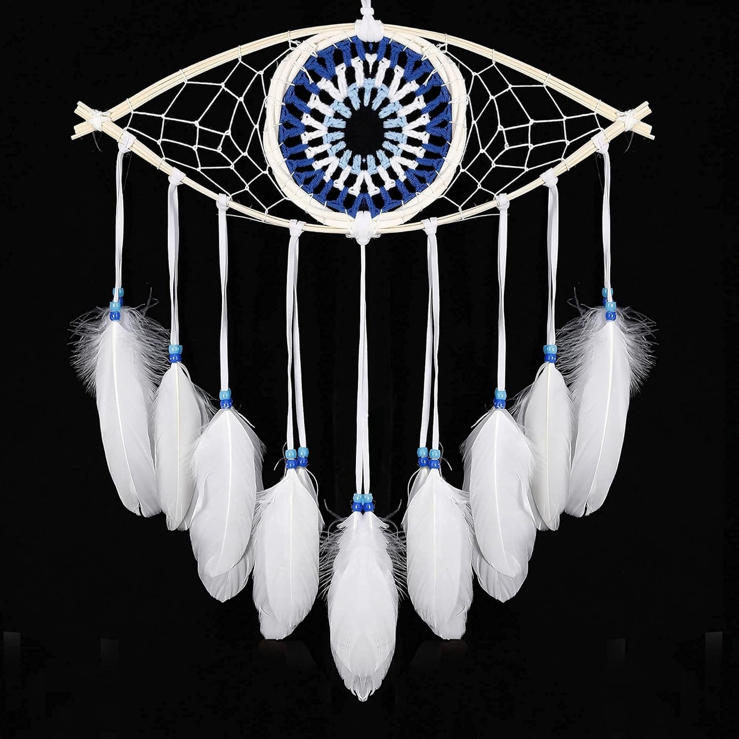 Holmgren Dream Catchers - Evil Eye Dream Catcher for Bedroom, Hand-Woven White Macrame Dreamcatcher, Wall Hanging Home Decor, Protection Good Luck, Blessing Festival Gift(White)