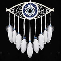 Vista 11 de Holmgren Atrapasueños de ojo Turco - Hecho a mano azul para arte de pared, decoración de apartamento, dije de buena suerte para oficinas del hogar