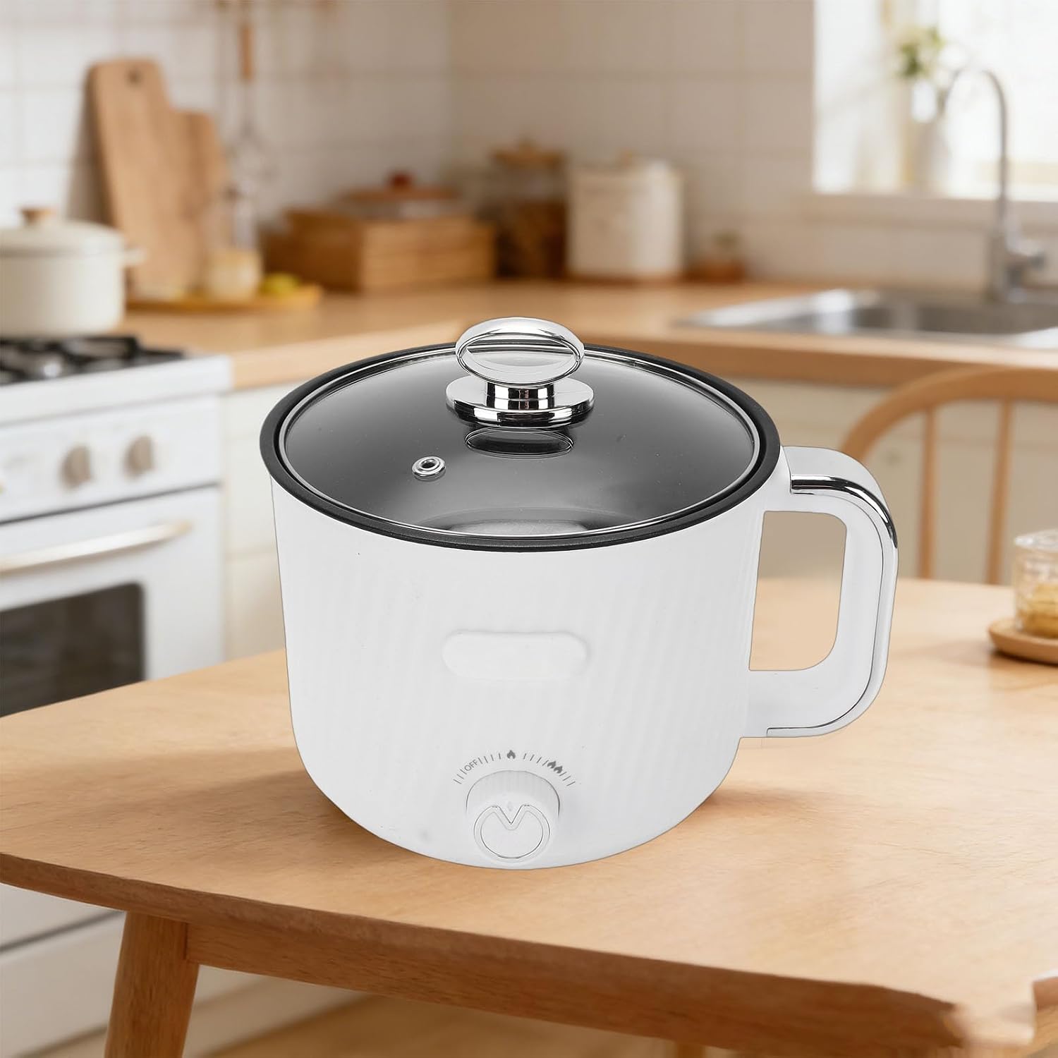 Small Electric Hot Pot Mini Electric Cooker Portable Stainless Steel Multifunctional with Steam Basket for Dorm Home Apartment (US Plug 110V)