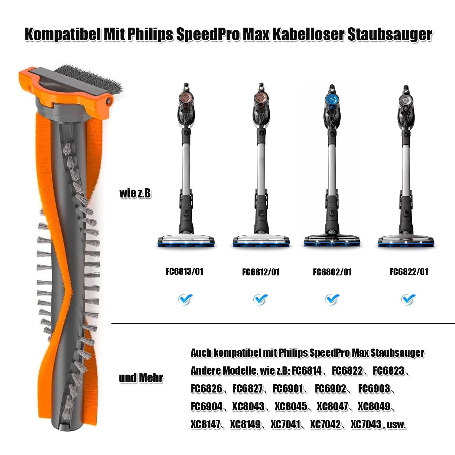 Brosse D'aspirateur De Rechange Pour Philips Speed Pro Max Et Séries FC6/XC7/8 - Compatible Avec Plusieurs Modèles - 9