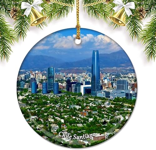 Chile Santiago Adornos de Navidad para árbol de cerámica, decoración de adorno de doble cara, regalos de Navidad, recuerdos de viaje de porcelana Chile Santiago Adornos de Navidad para árbol de cerámica, decoración de adorno de doble cara, regalos de Navidad, recuerdos de viaje de porcelana