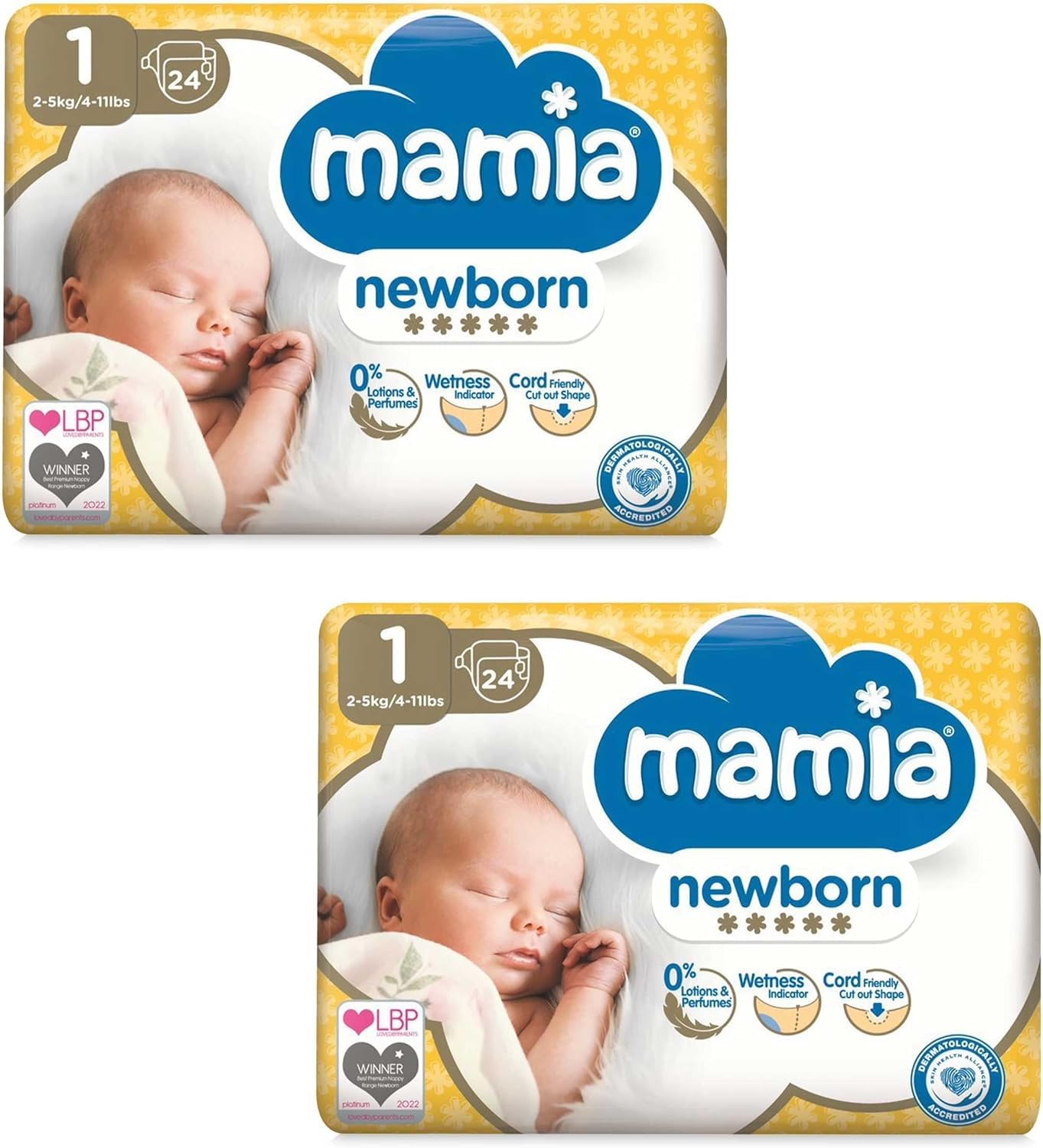 Aldi Mamia Newborn Nappies Diaper for Babies Size 0 to 5 (Size 1 Pack of 2)