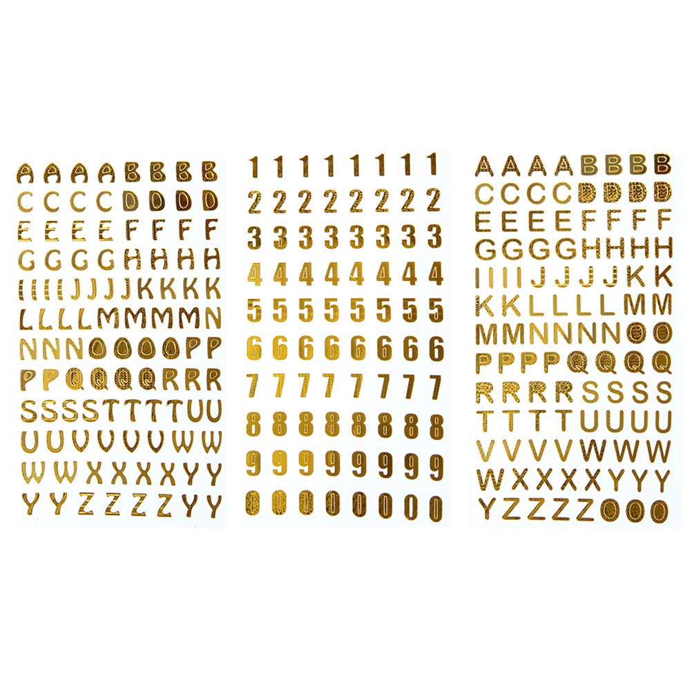 Adium 3 Sheets Number and Lette Alphabet Sticker for Scrapbook Crafting Home Decoration