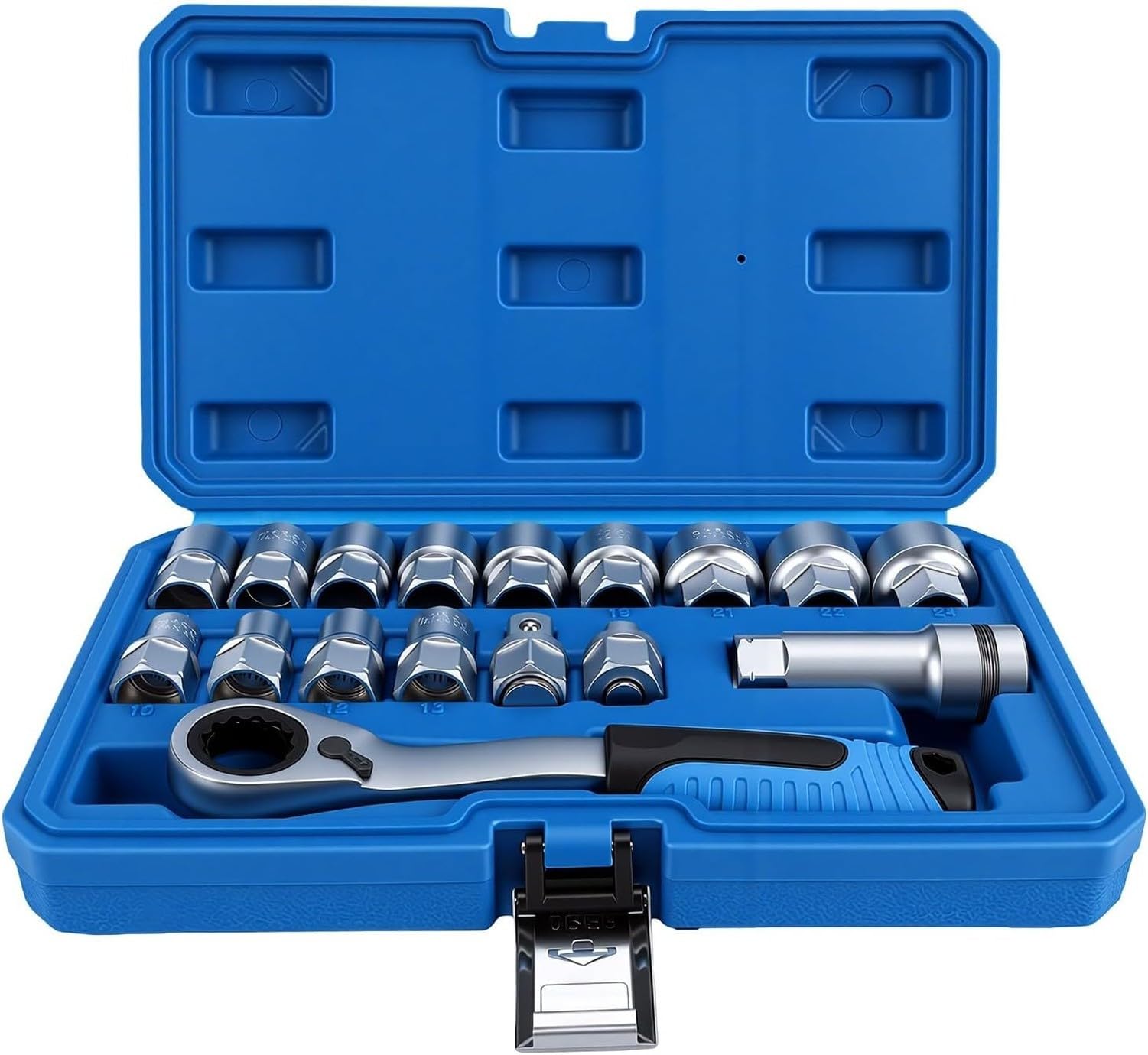 Setchia 17 Pezzi con Presa Passante, Attacco 3/8 e 1/2, 10-24mm per Lavori Auto