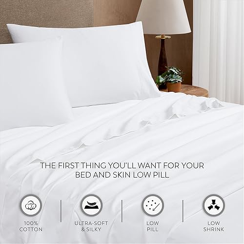 Miniatura 7 de AIREOLUX Juego de sábanas de 600 hilos tamaño King de 100 % algodón satinado, suaves y sedosas, 4 piezas resistentes a las arrugas, tamaño King,