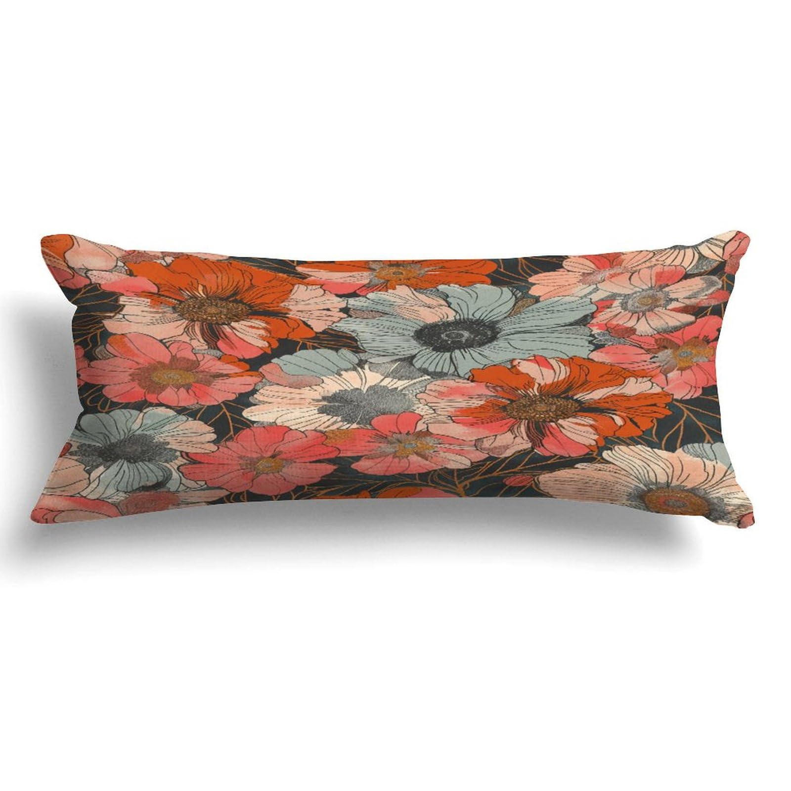 Long Pillow for Sleeping,Vintage Floral Nursery Long Body Pillow with Zipper 20x54in,Decorative Rectangle Body Pillowcase Case for Bedding Bedroom Sofa Couch Home Decoration