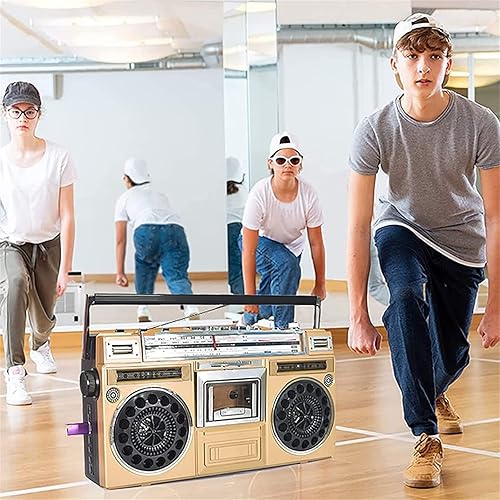 Miniatura 5 de Reproductor de cassette retro Bluetooth con reproductor de cinta de CD, FM y radio Dab+, Boombox clásico de los años 80 con grabación USB y