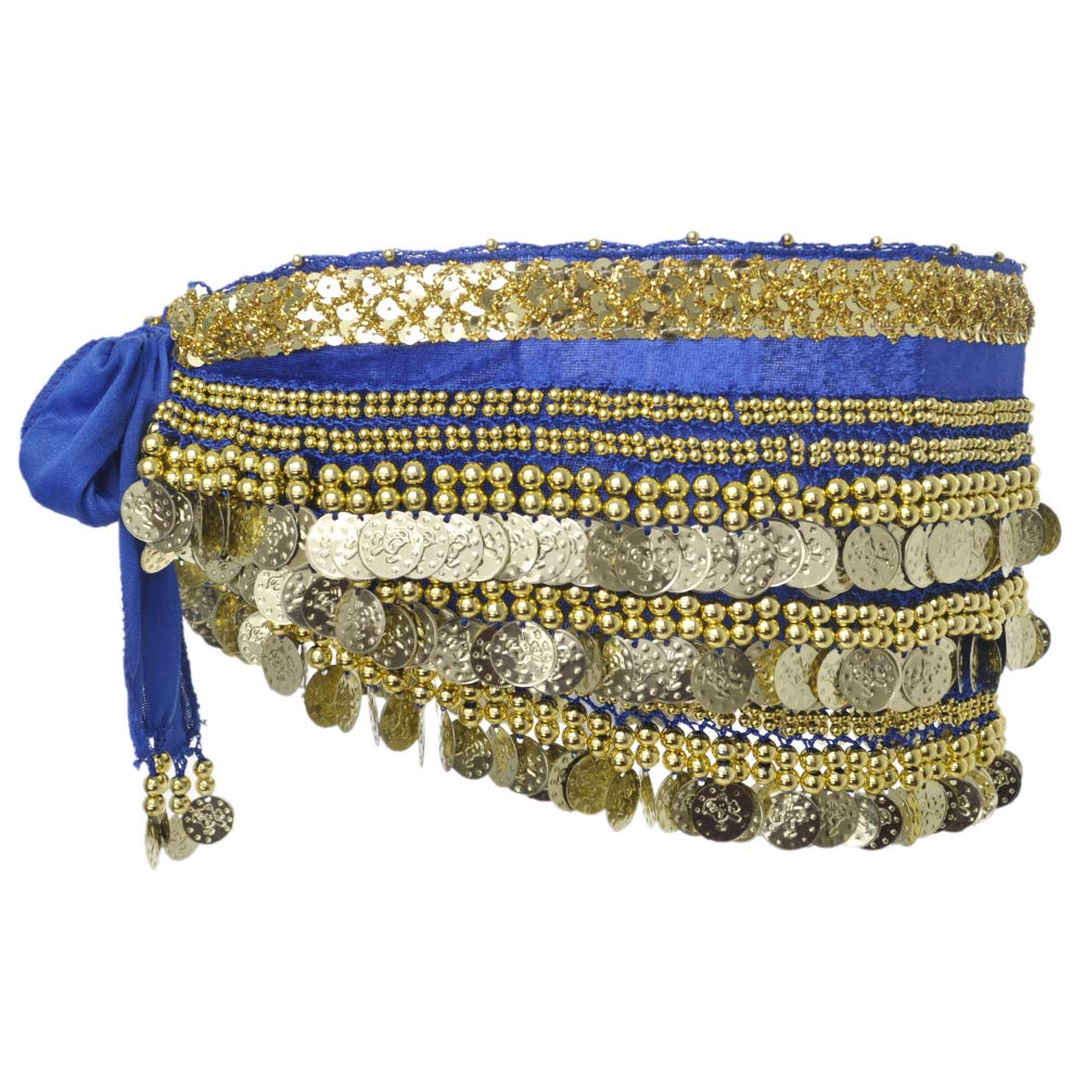 BellyLady Multi-Row Gold Coins Belly Dance Skirt Wrap & Hip Scarf, Gift Idea