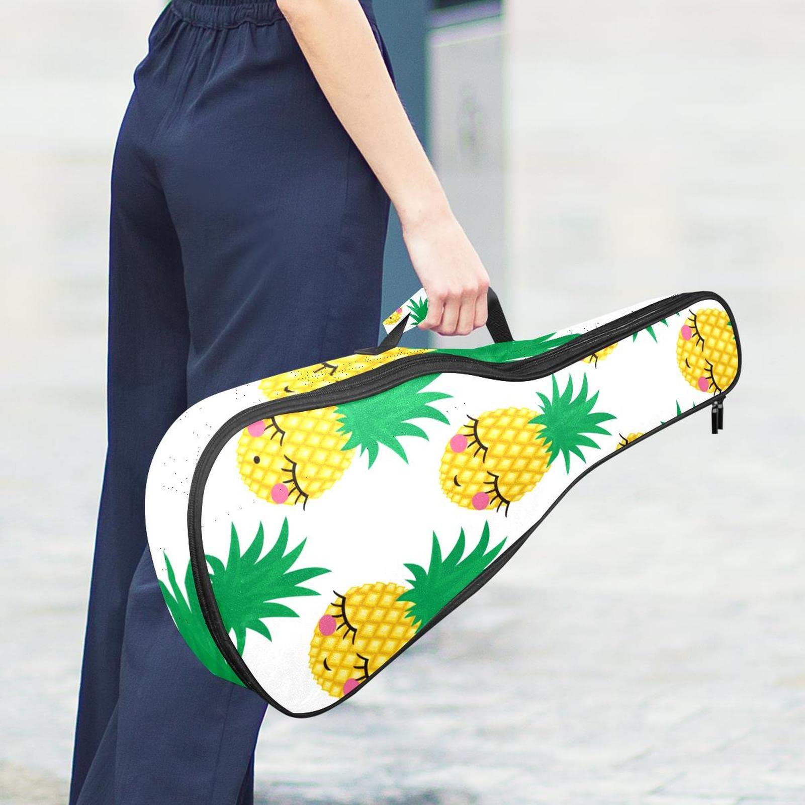 Housse pour ukulélé soprano timide ananas pour ukulélé ténor avec sangles réglables et sac rembourré étanche