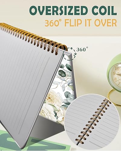 Miniatura 5 de Cuaderno de escritura en espiral a rayas, diario universitario forrado de tapa dura A5 para mujeres y niñas, hojas verdes, encuadernación fuerte de