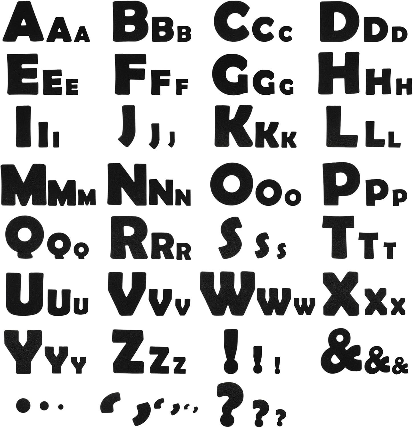 Mooliwe 450 Pcs 7inch, 4inch, 2inch Font Letters and Punctuation Set, Classroom Alphabet Cutout for Bulletin Board Display Home School, a Helper to Inspire Students Learning Interest(Black)