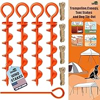 Vista 1 de Eurmax USA Estacas para tienda de campaña con forma de sacacorchos para perros, estacas de acero para cama elástica con varilla de hierro