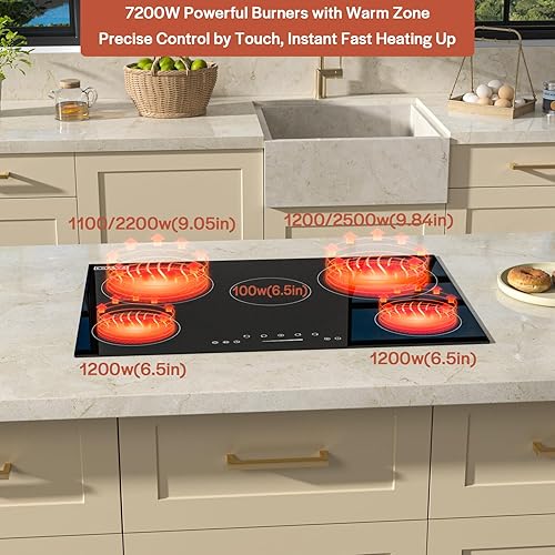 Miniatura 4 de Empava Horno eléctrico de pared individual de 24 pulgadas, 10 funciones de cocción, asador de lujo de 360  con placa de cocina eléctrica de 30