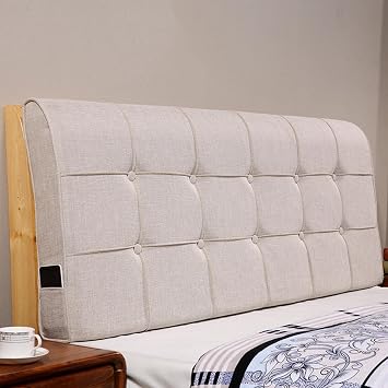 Linen Headboard Upholstered Wall Mounted Headboard Tufted Button Pillowboard Headboard Thicken Bed Backrest Removable Bedside Cushion for Bedroom Tatami,Beige,No Bedside 47.2"/Full