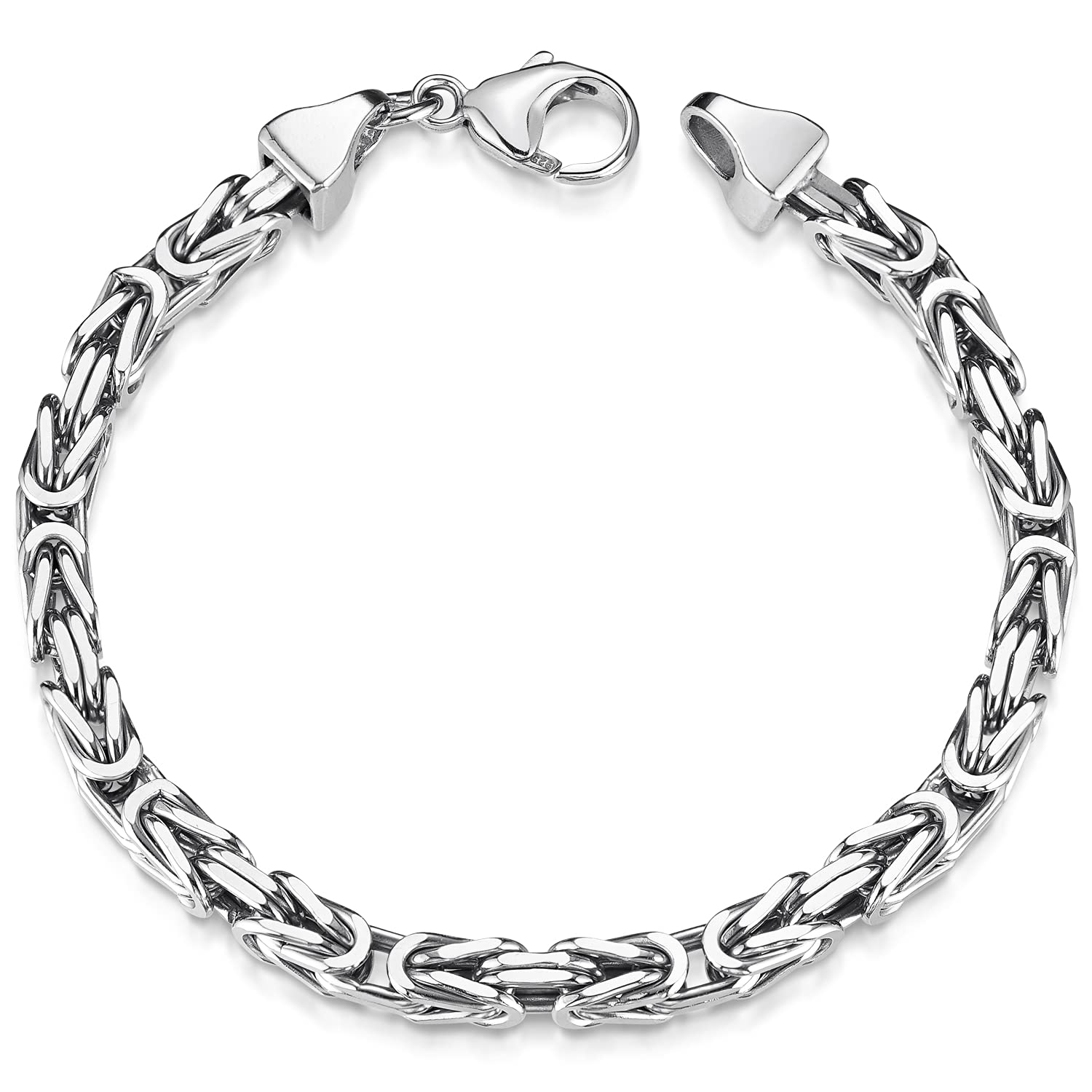 Königskette Silber 925 Herren Armband 31,5g diamantiert rhodiniert SA-10 | Massives Silberarmband für Männer 5,4mm breit aus echtem 925 Sterling Silber in 19-24cm von MATERIA by Matthias Wagner