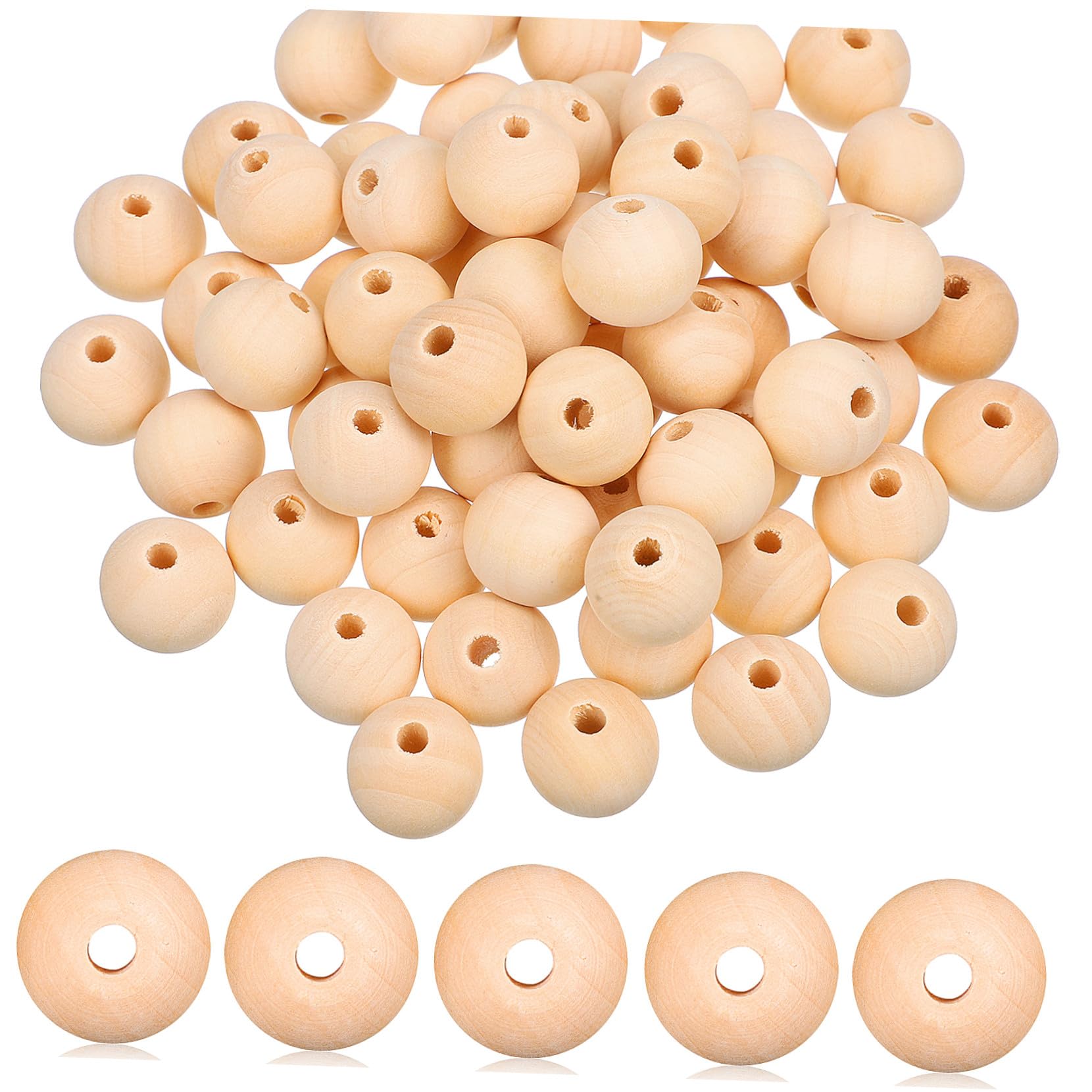 Cuentas Color con 200 Madera de Artesanales Agujeros Redondas de 20 Hacer Accesorios Pulseras Mm Caqui para para Manualidades DIY y