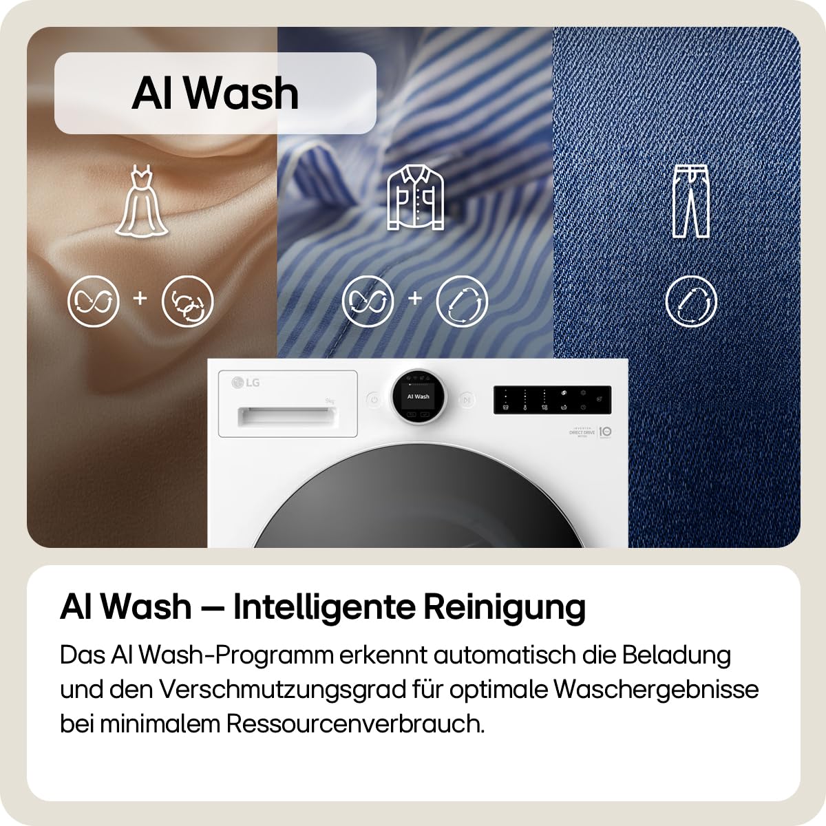 LG F4WX9092 Waschmaschine 9 kg Energieklasse A-55% 1350 U/Min AI Wash TurboWash 360 Weiß
