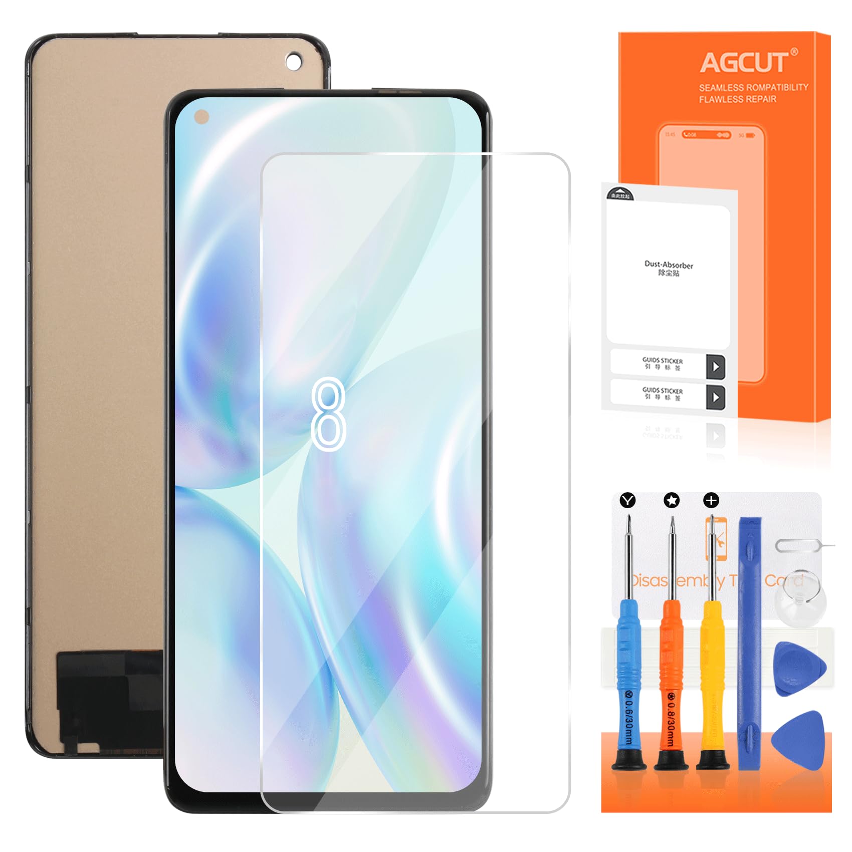 Écran pour OnePlus 8 LCD de 6,55 pouces avec kit de réparation complet noir - 8
