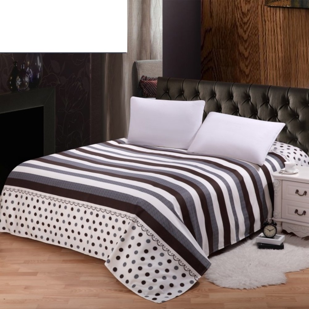Draps en coton feuilles imprimées plantes lit simple double 180x230cm