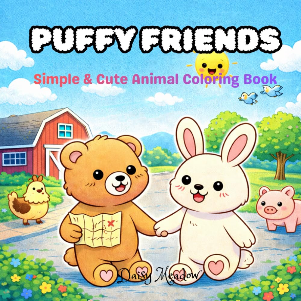 Puffy Friends: Simple & Cute Animal Coloring Book