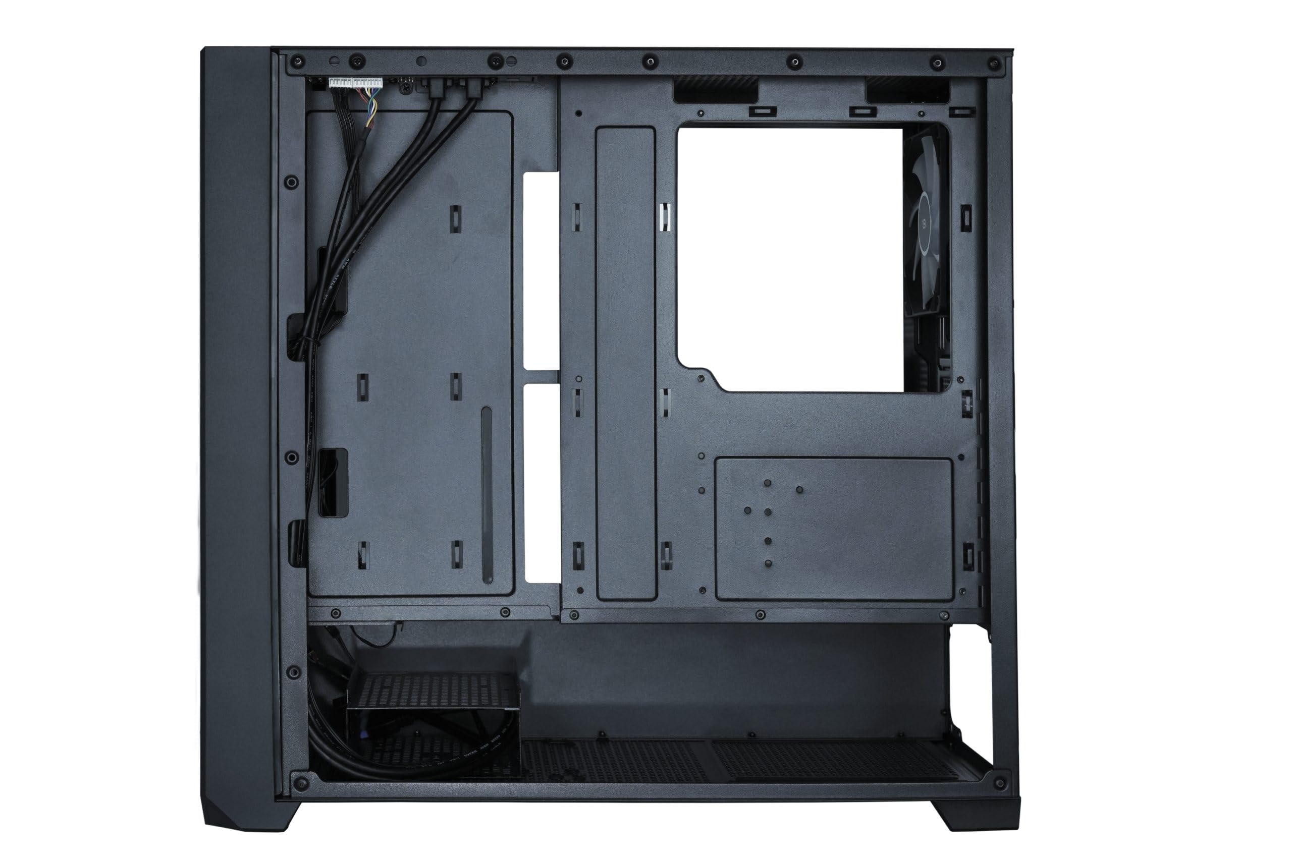 Flow 110 Black A-RGB Midi Tower Case PC, rete frontale con presa d'aria laterale, finestra laterale in vetro, 4 ventole A-RGB HDB, controllo PWM e 3 pin, GPU fino a 380 mm, ATX/mATX/ITX