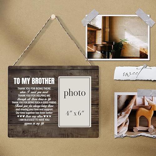 Miniatura 4 de Nurawo Regalos para el mejor hermano, regalos para hermanos de hermanas, regalos para hermano, marco de fotos de madera para hermano, marco de fotos