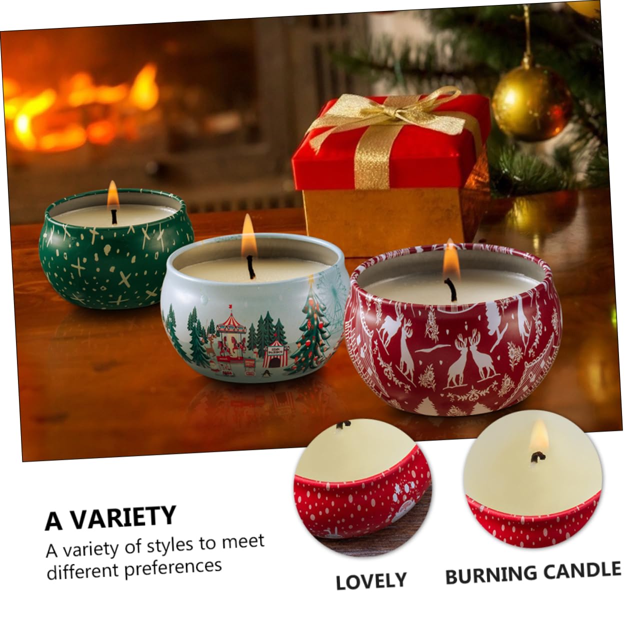 Lurrose 8stücke Weihnachtsduftkerze Aromatherapiekerze Duftwachskerze Weihnachtsduftkerze Weihnachtsschmuck Weihnachtliche Duftkerzen Geschenkidee Aromatherapie Sojawachskerzen Muster