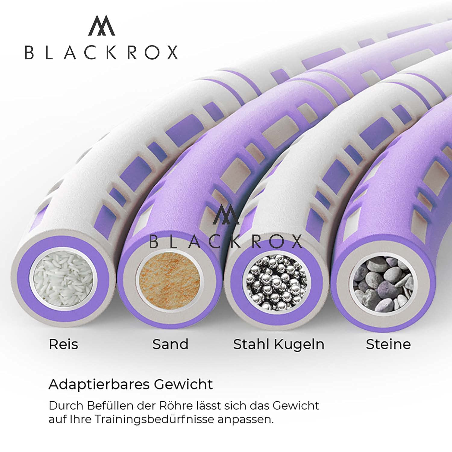 BLACKROX HOOPAROX Hula Fitness opona do fitnessu dla dorosłych, wewnętrzna stal nierdzewna, regulowana waga, redukcja ciężaru, 1,2 – 4 kg, dla początkujących, do odchudzania i masażu