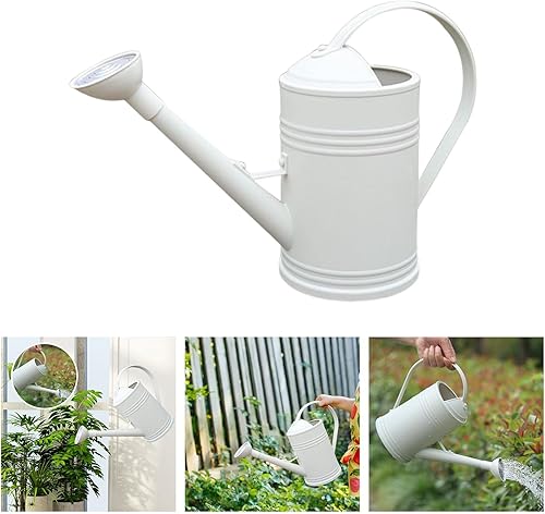 Miniatura 6 de KLKCMS Regadera con cabezal desmontable de 1.8 L, regadera pequeña y larga para jardín, flores, plantas, jardinería, color blanco
