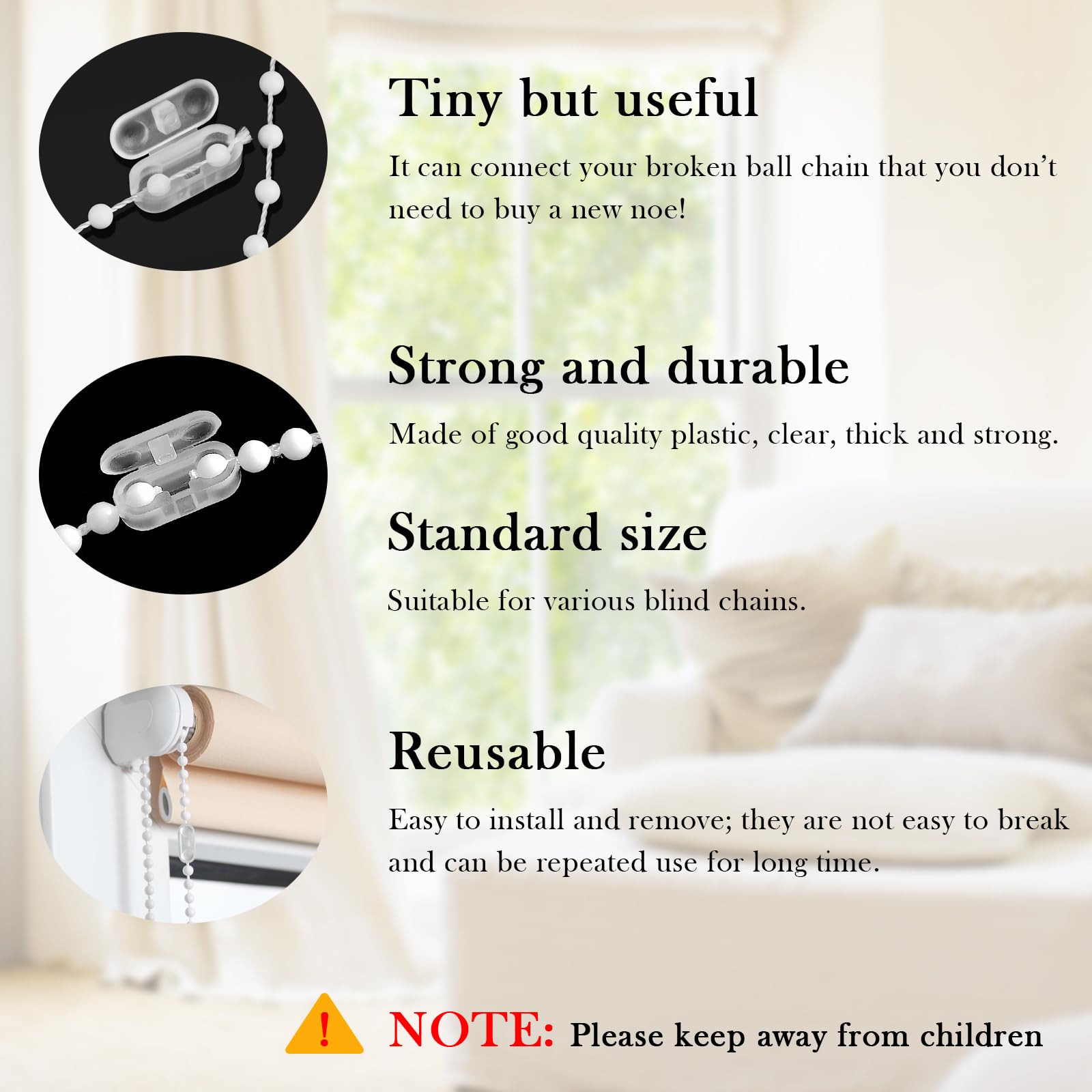 Transparent Window Shades 1pcs Blind Chain Connectors,Plastic