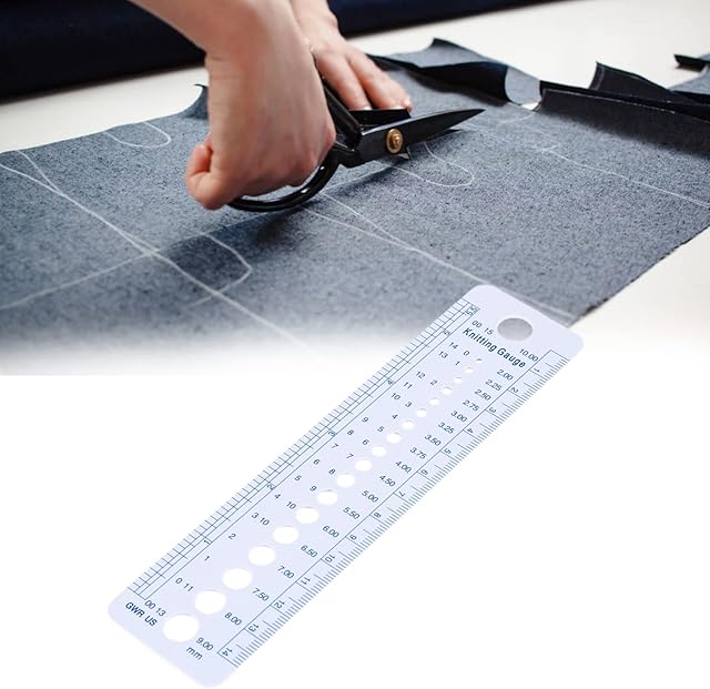 Haofy Plastic Knitting Needle Ruler Gauge, Inch cm Ruler Gauge Ruler Sewing Tools US UK Canada Sizes 2-10mm