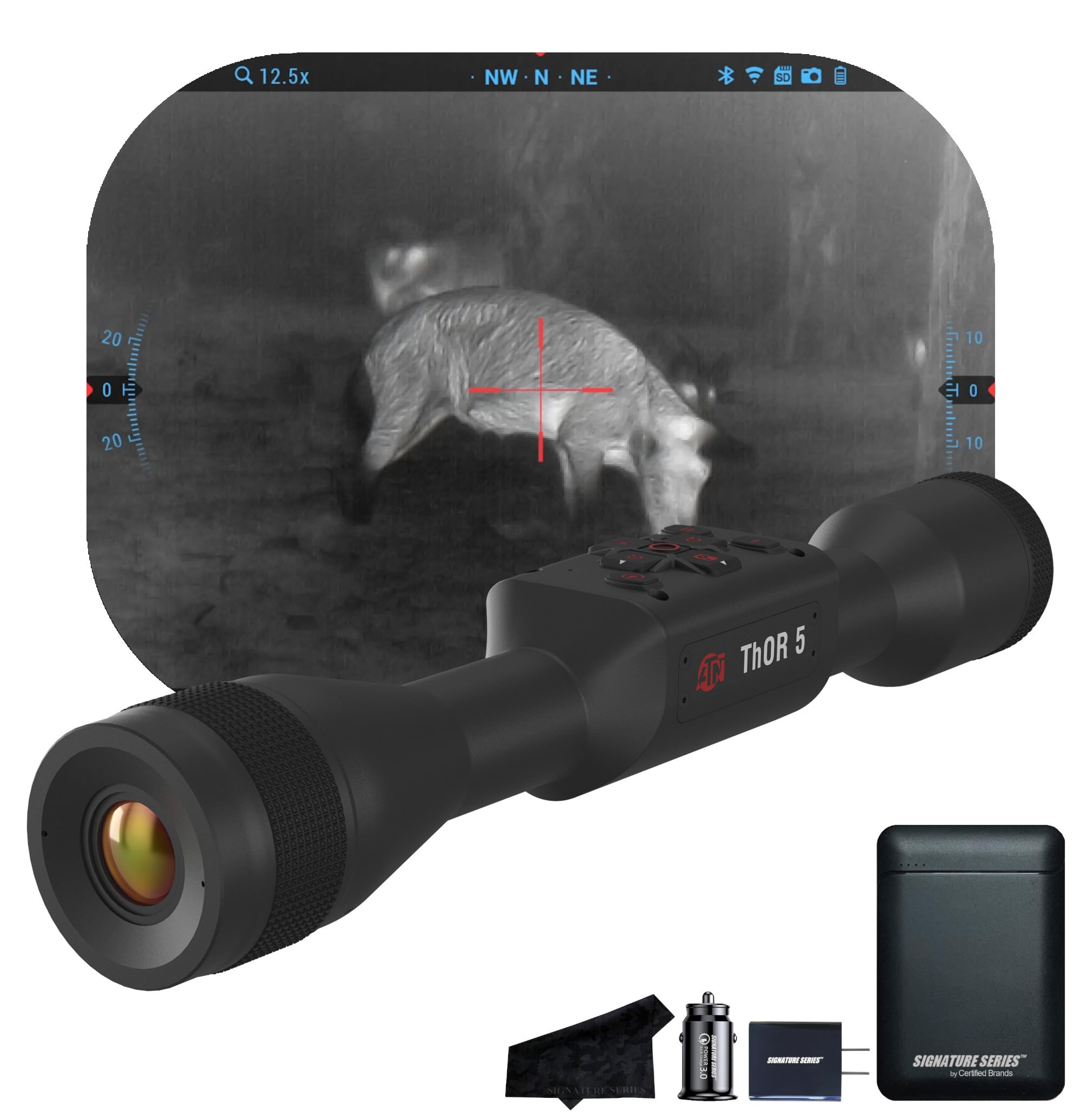 ATN Thor 5 640 Smart HD Thermal Scope with 640x480, 12 Micron Sensor | Magnification, Full HD Video Recording, Smooth Zoom | Exclusive Signature Series Kit