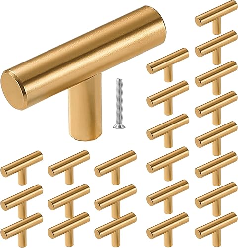 THSIREE Paquete de 24 pomos para gabinete, tiradores de gabinete con barra en T, manijas modernas para cajones de cocina, accesorios de gabinete con