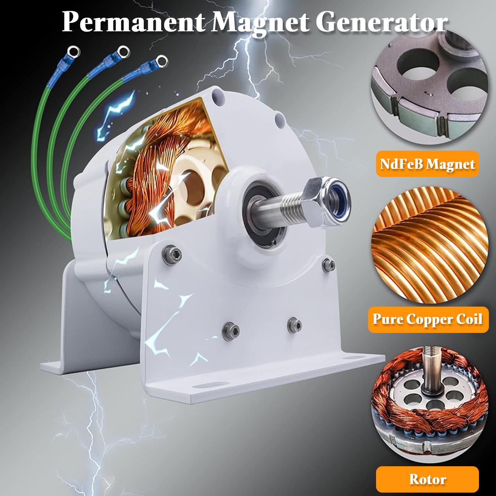 Generatore Eolico Senza Ingranaggi Generatore a magneti permanenti con Bassa velocità di Avvio per Energia off-Grid e Appassionati di DIY 96V