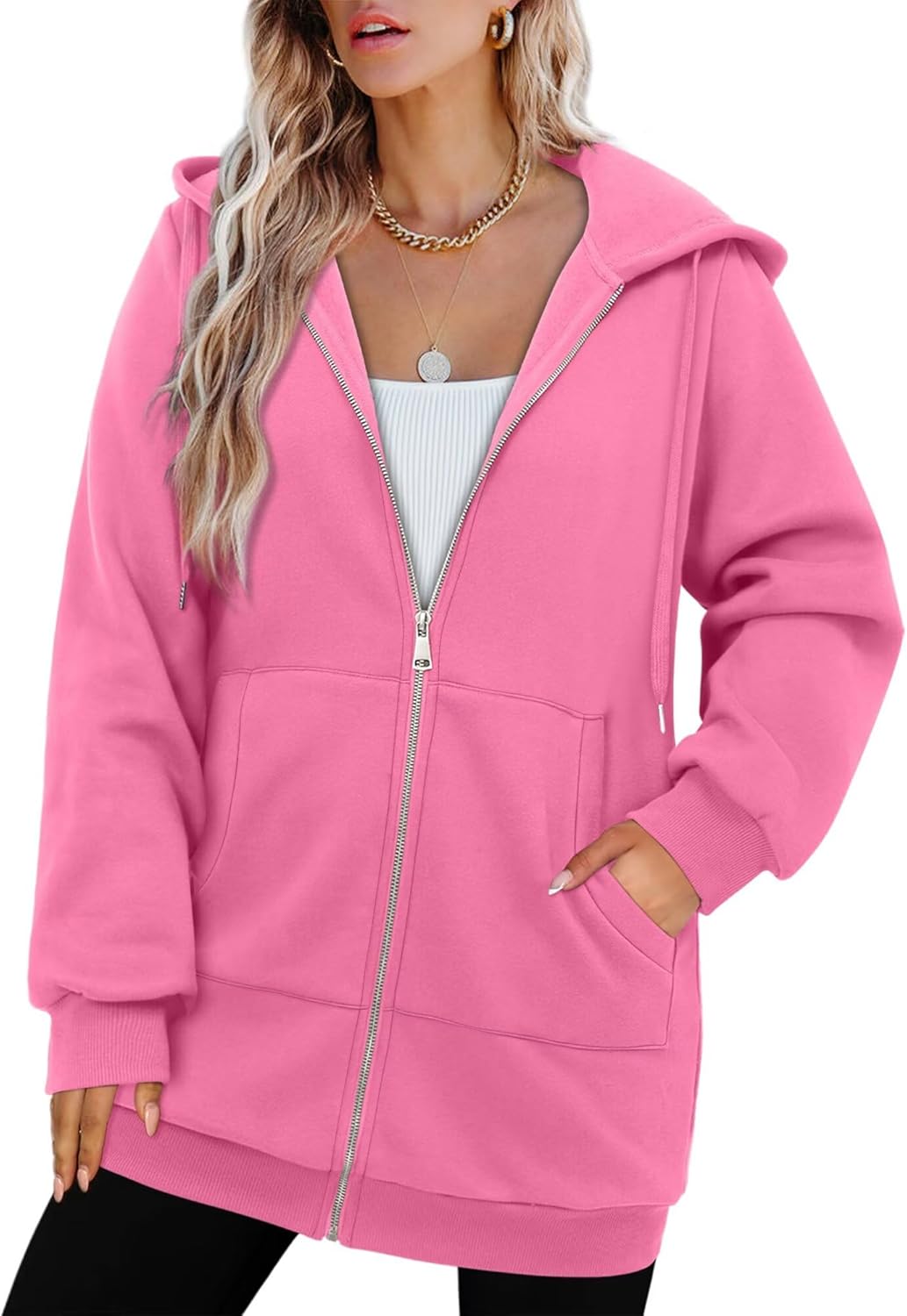 StunShow Women's Zip Up Hoodies Oversized Fleece Long Sleeve Sweatshirts Casual Fall Jacket Coat with Pocket(S-3XL) - Image 4