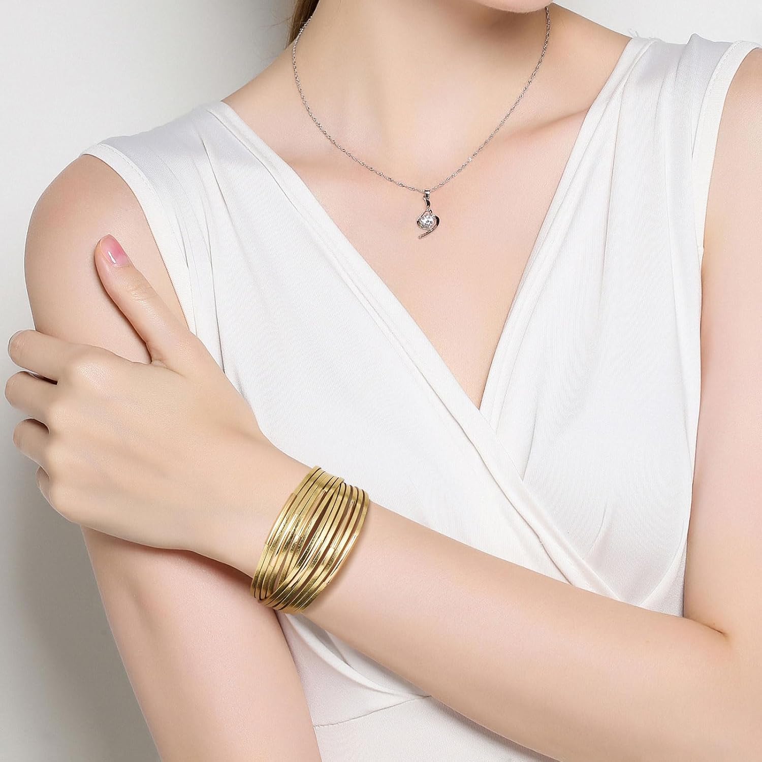 Leather Bracelets for Women Trendy Boho Cuff Bracelet Layered Bangle with Clasp Hand Wrist Jewelry Western - Image 2