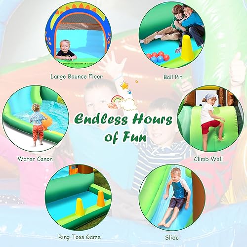 Miniatura 2 de BOUNTECH Tobogán acuático inflable, parque acuático 6 en 1 para niños, casa de rebote combo diversión al aire libre con piscina de chapoteo, pared